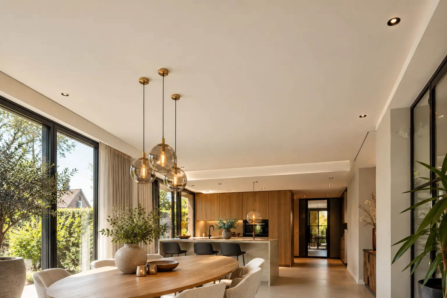 Strak gestuct plafond in een nieuwbouwwoning